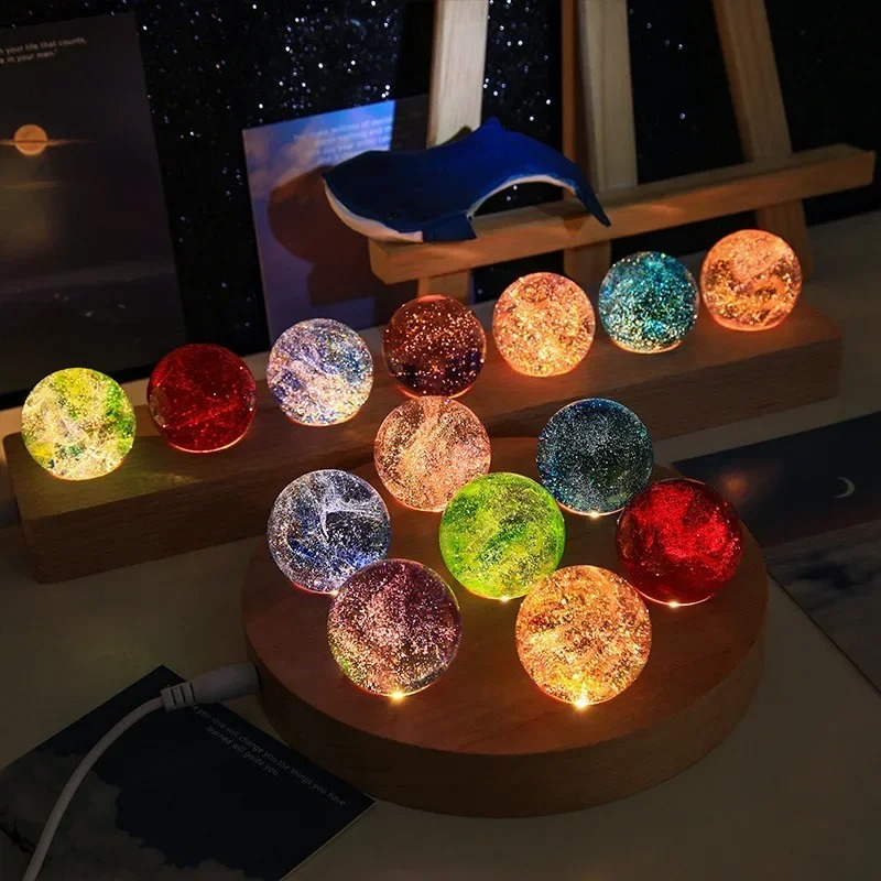 Solar System Orrery - Sfera di Vetro Fantastica Colorata 4/6/8cm,